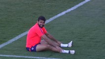 El Atlético de Madrid entrena sin sus internacionales