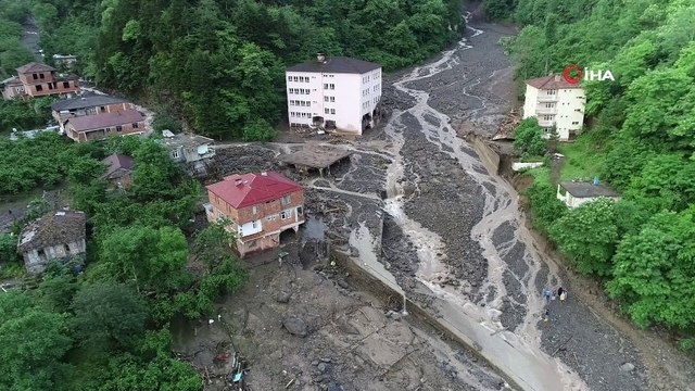 Araklı'da sel felaketinin yaşandığı bölge havadan görüntülendi