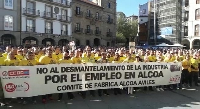 Movilización en Avilés esta mañana contra cierre de empresa Alcoa