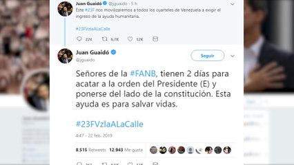 Guaidó presiona a la FANB para que permitan la entrada de ayuda