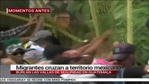 La caravana de hondureños se salta los controles para entrar en México