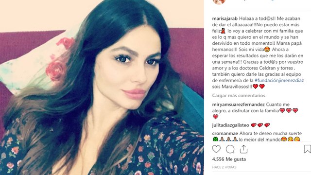 La modelo Marisa Jara recibe el alta médica