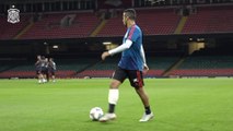 Thiago Alcántara entrena antes del amistoso ante Gales