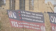 La Ácrópolis de Atenas amanece con pancartas contra el acuerdo con Macedonia