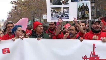 Manifestación en Barcelona por el desbloqueo del buque de salvamento Open Arms
