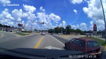 US dashcam footage captures the moment a crash happens in time with music on radio