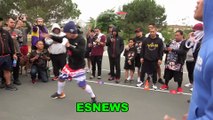 AMAZING Manny Pacquiao Lets A 9 Year Old Boxer Join Him As He Works Out