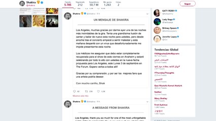 Shakira cancela su concierto en Los Ángeles por un virus