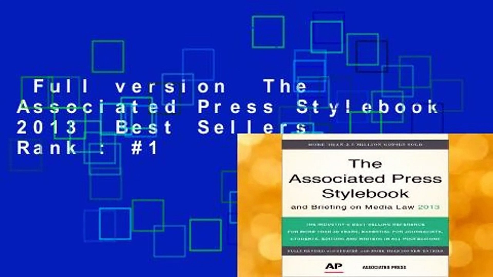 Full Version The Associated Press Stylebook 2013 Best Sellers Rank 1 - 