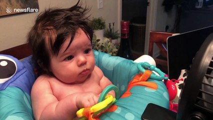 Florida baby has priceless reaction to a fan blowing on her for the first time