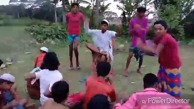Kids having fun in the field of village