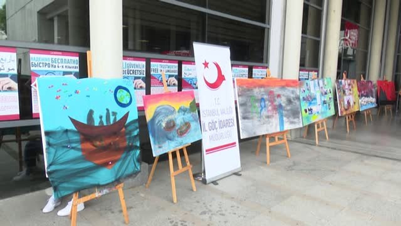 Dünya Mülteciler Günü - Göç İdaresi'nde, "Göç ve Çocuk" temalı resim sergisi açıldı