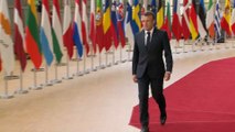 Macron a su llegada al Consejo Europeo