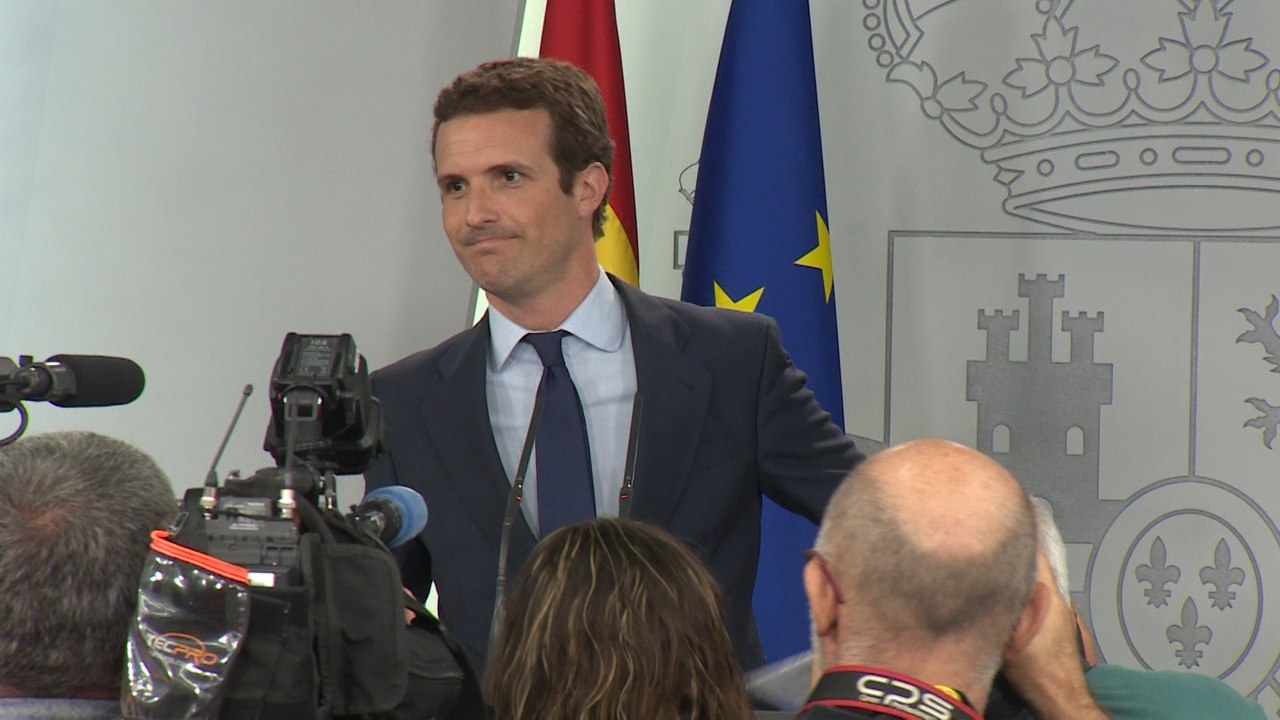 El presidente del PP, Pablo Casado, en rueda de prensa