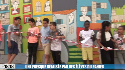 Au Panier une fresque réalisée par des élèves de l'école Notre-Dame de la Major