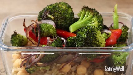 How to Make Meal-Prep Brown Rice & Roasted Vegetable Bowls with Pesto
