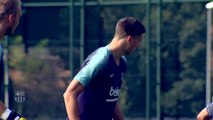 Entrenamiento del Barça antes de salir para la gira de EEUU