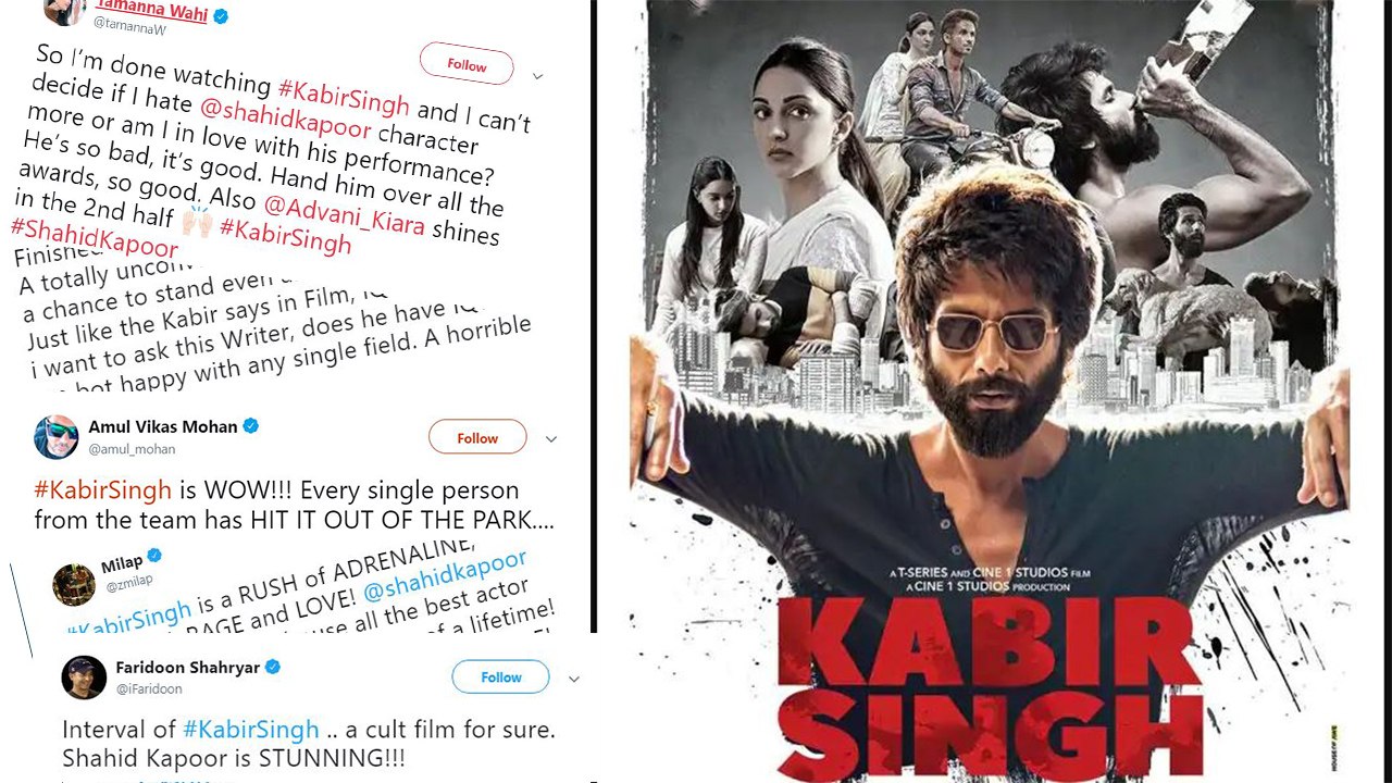 Kabir Singh Twitter Reaction: Shahid Kapoor & Kiara Advani praise by fans | FilmiBeat