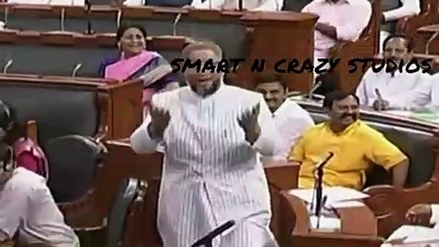 Assaduddin Owaisi takes oath as member of parliament of Hyderabad of India - A muslim person who elected for more than 3 times as member of parliament from Hyderabad constituency - BJP leaders shouts jai shri ram but Asaduddin Owaisi says Allah Hu Akbar