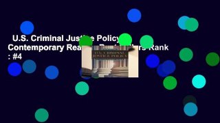 U.S. Criminal Justice Policy: A Contemporary Reader  Best Sellers Rank : #4