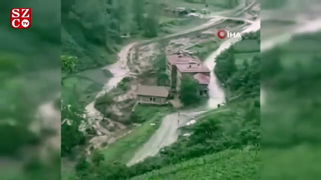 Trabzon Yeşilyurt Mahallesi'ne selin geliş anı böyle görüntülendi