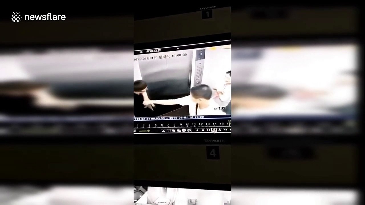 Elevator doors crash open after man one-inch punches them in China