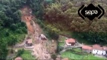 Recuento de daños tras el desprendimiento de una ladera en Asturias
