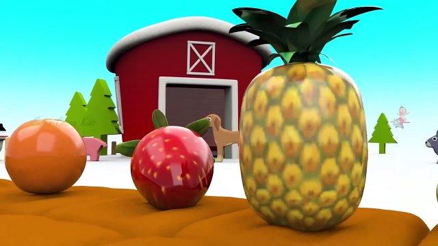 Learn Fruits Names for Children with Wooden ToyTrain Farm Animals 3D Kids Learning Educational Video