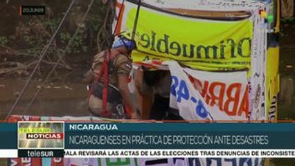 Nicaragüenses en práctica de protección ante desastres