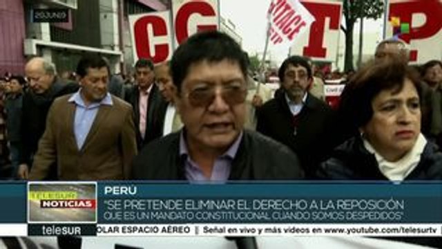 Trabajadores convocan paro nacional en Perú este jueves