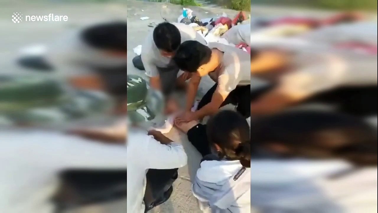 Locals save a 3-year-old girl from drowning in China's Guizhou