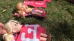 Elsa and Anna toddlers paint chairs by the pool with Rapunzel & Jasmine & play with the ponies