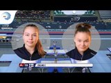 Ella KORHONEN & Oona TUJULA (FIN) - 2018 Trampoline Europeans, junior synchro final