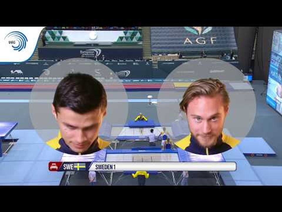 Mans ABERG & Jonas Nordfors (SWE) - 2018 Trampoline Europeans, synchro final