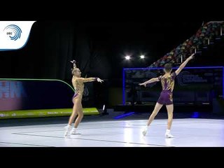 Download Video: Damir MANAFOV & Ksenia STEFU (RUS) - 2019 Aerobics Junior European silver medallists, mixed pairs