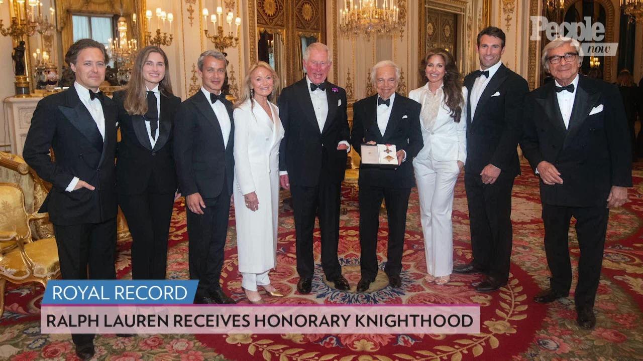 Ralph Lauren Receives Honorary U.K. Knighthood from Prince Charles at Buckingham Palace