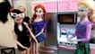 Real Mini cakes :In the New Barbie kitchen  ELSA, ANNA and BARBIE Dolls enjoy dessert | Karla D.