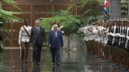 Miguel Díaz-Canel recibe en La Habana al presidente de Palestina Mahmoud Abbas