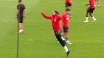 Vuelta al trabajo de Juanfran en el primer entrenamiento de la semana