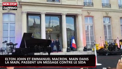Elton John et Emmanuel Macron, main dans la main, passent un message contre le Sida (vidéo)
