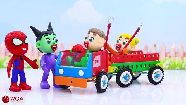 SUPERHERO BABY BUILD CAR TOY RECYCLING Play Doh Cartoons For Kids