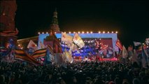 Miles de personas celebran por todo lo alto la victoria de Vladimir Putin