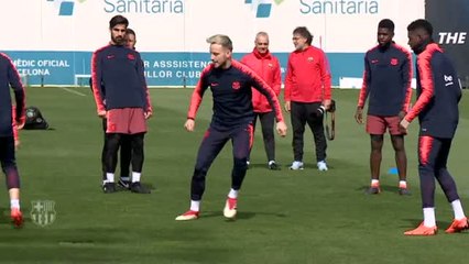 El FC Barcelona completa un entrenamiento de recuperación tras la victoria en Champions