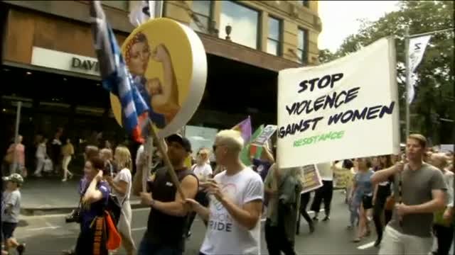 Manifestación feminista en Sydney en el Día Internacional de la Mujer