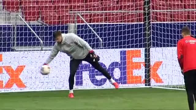 El Lokomotiv se entrena en el Wanda Metropolitano antes de enfrentarse al Atlético en la ida de los octavos de la Europa League