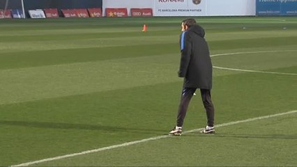 Última sesión de entrenamiento del FC Barcelona antes del Espanyol