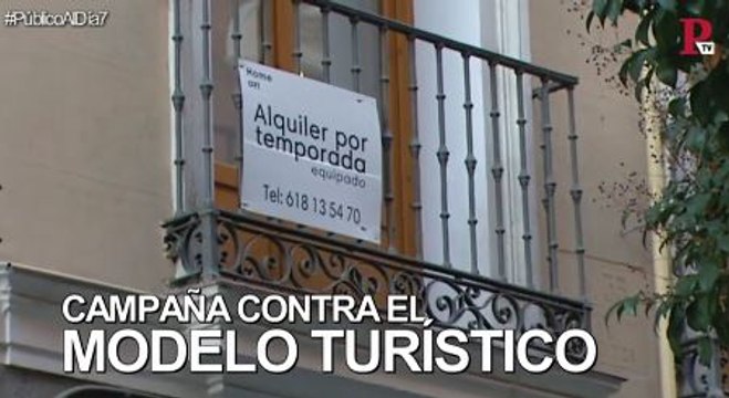 Campaña contra la burbuja turística en Madrid en vísperas de Fitur