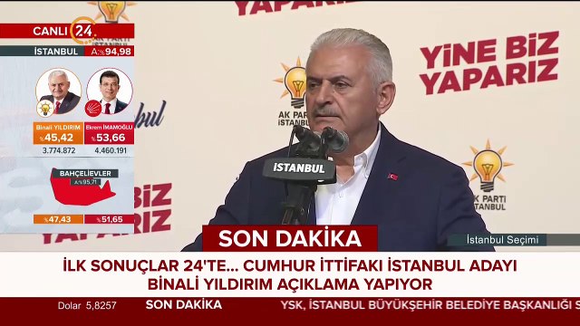 Binali Yıldırım: Şu anda rakibim önde, kendisini tebrik ediyorum
