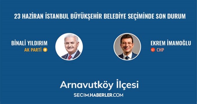 İşte 23 Haziran İstanbul Büyükşehir Belediye Başkanlığı Seçimi'nde Arnavutköy ilçesinin seçim sonucu