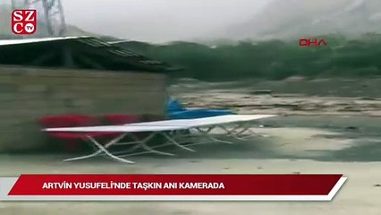 Artvin'de taşkın anı kamerada